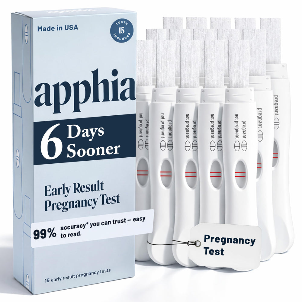 Apphia Health empaque frontal del kit mostrando 15 pruebas, conveniencia inmediata