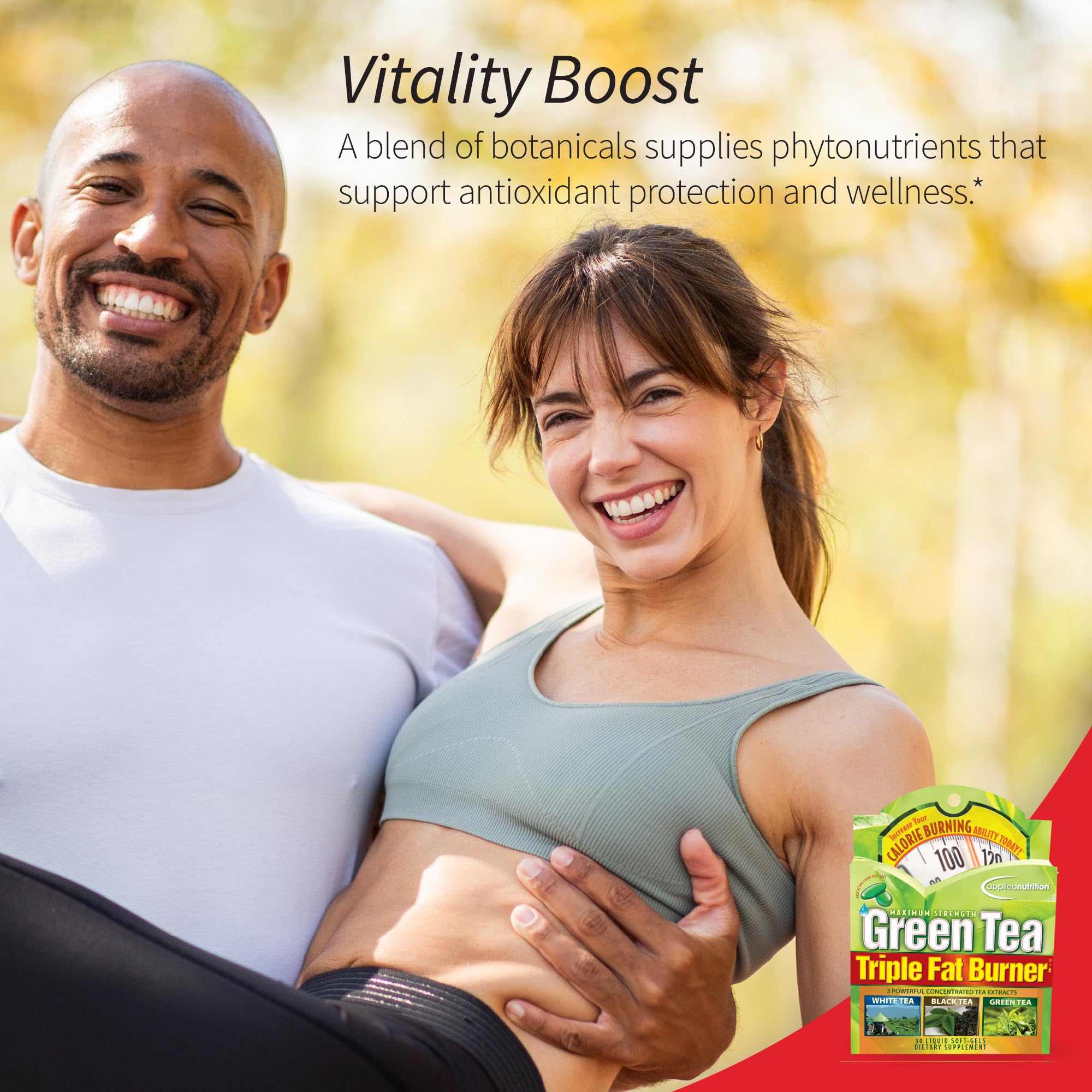 Applied Nutrition etiqueta de ingredientes que destaca EGCG y cafeína