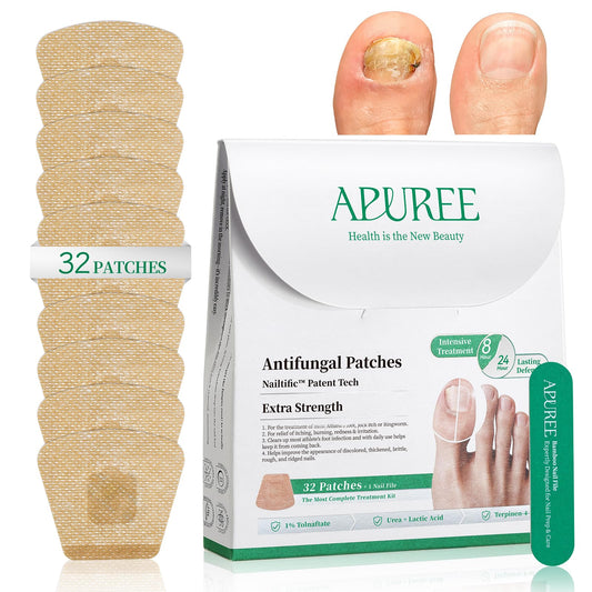 APUREE empaque frontal mostrando 32 parches y marca para compra segura