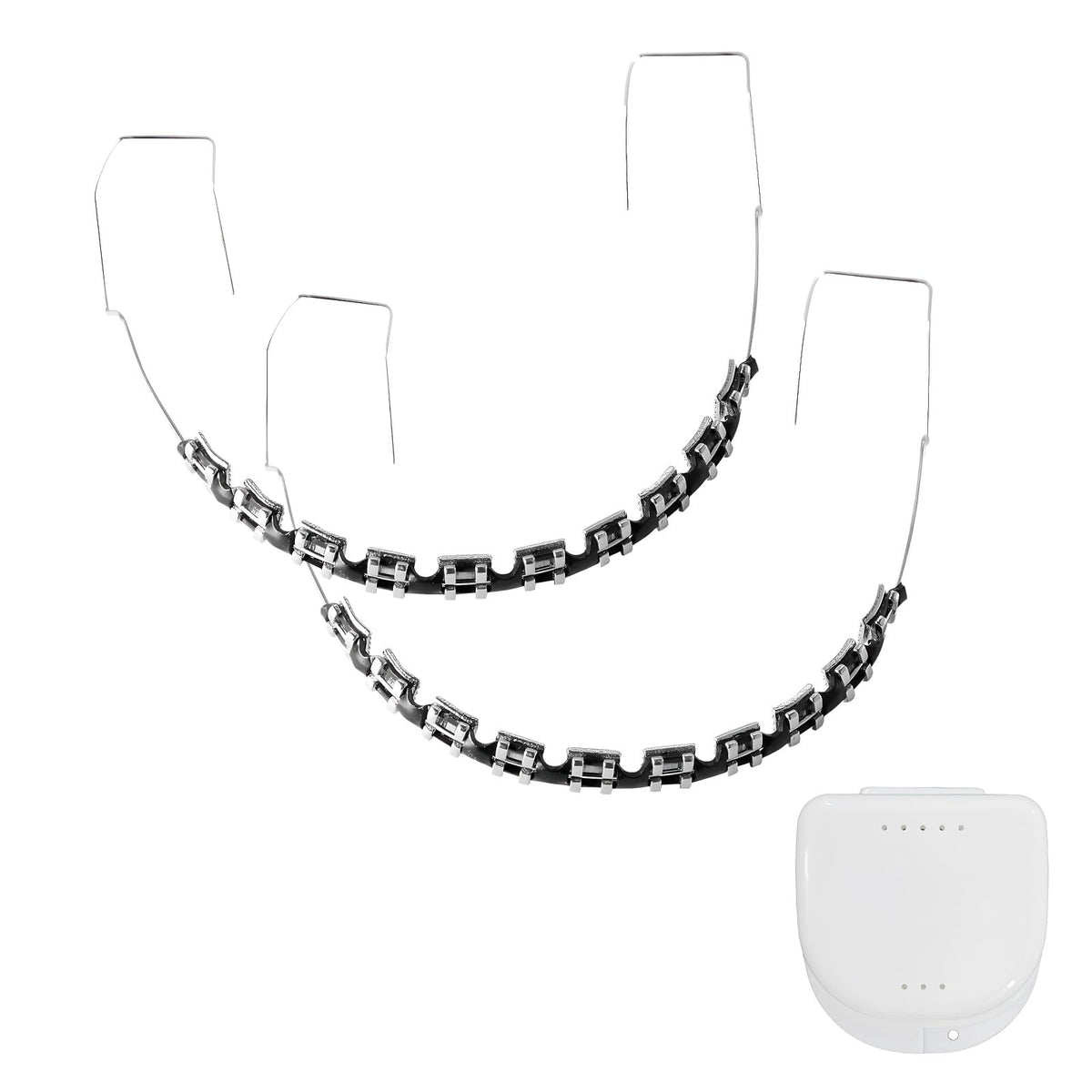 AQOYNQ brackets falsos frontal mostrando forma y estética educativa