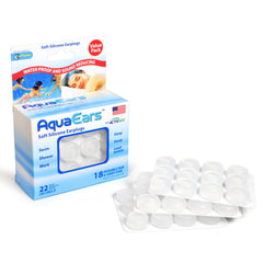 Aqua Ears frente del empaque mostrando 18 pares y beneficios de uso