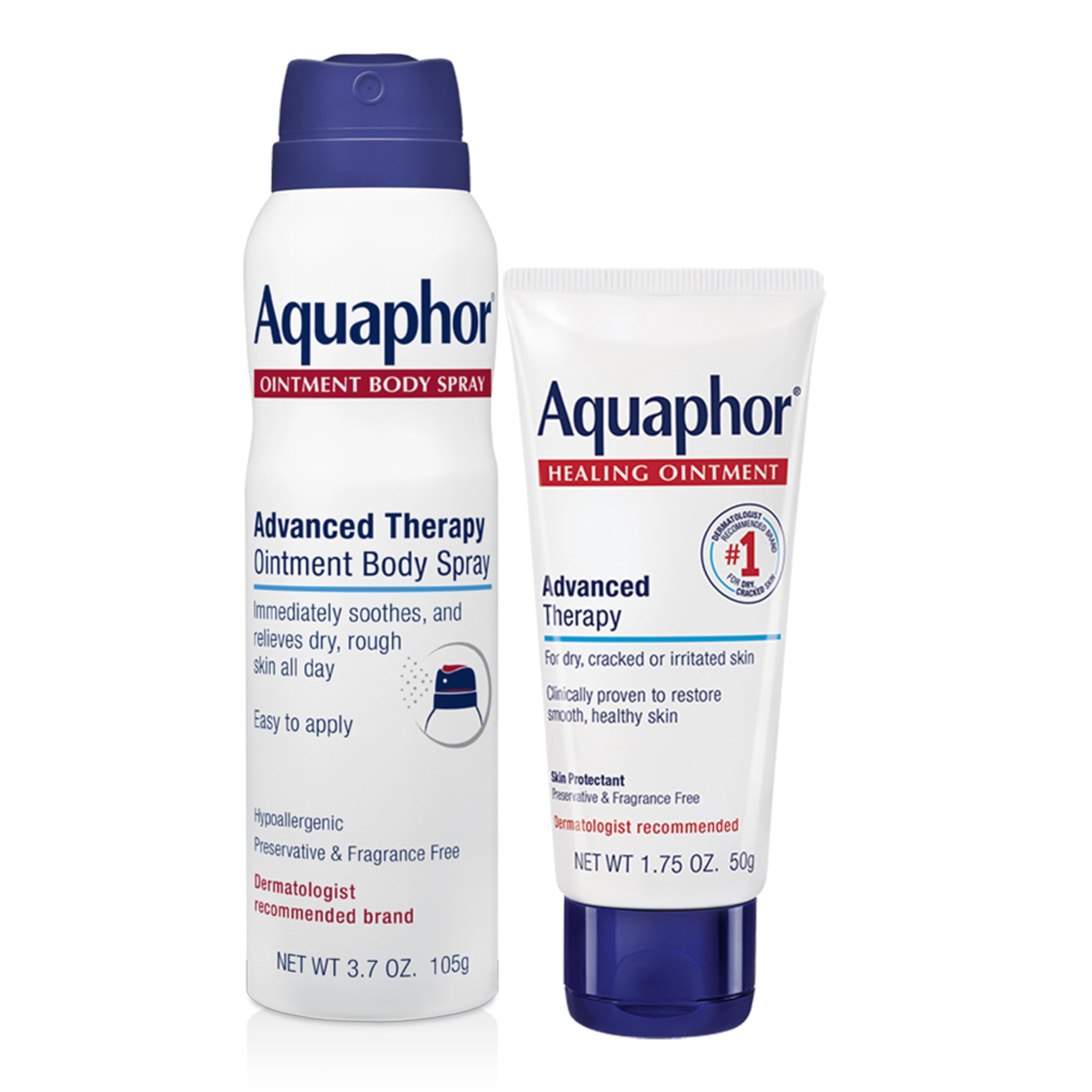 Aquaphor frente del empaque set mostrando las dos presentaciones y facilidad de transporte
