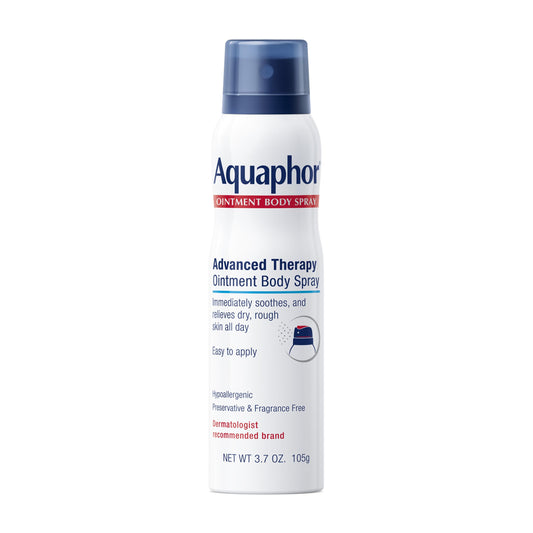 Aquaphor spray frente del envase mostrando el diseño y facilidad de uso