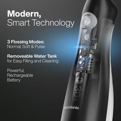 Aquasonic irrigador en uso junto a brackets mejora limpieza interdental