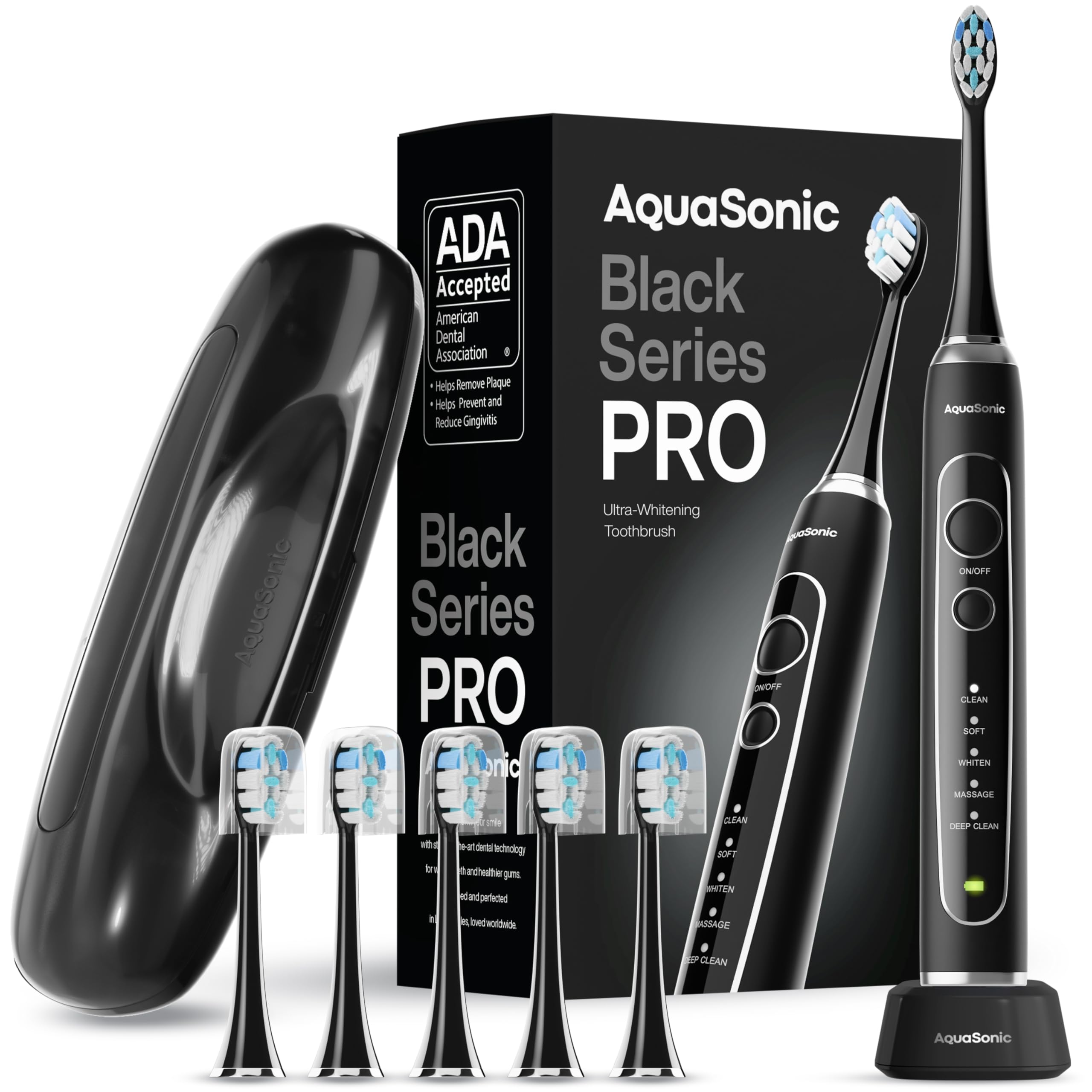 Aquasonic Black Series PRO vista frontal mostrando diseño elegante y potencia