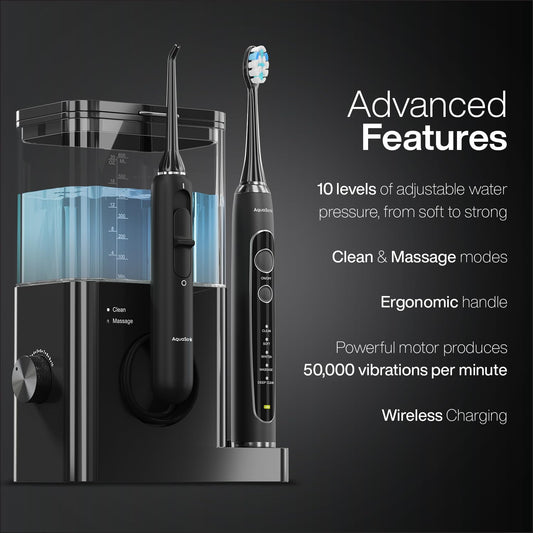 AquaSonic detalle del mango Black Series Pro, diseño ergonómico para control preciso