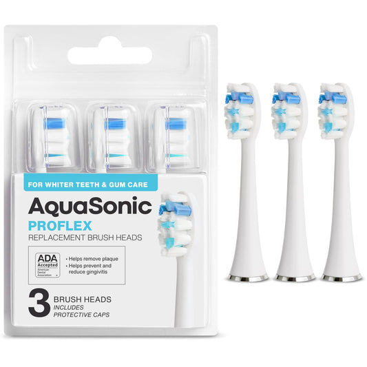 AquaSonic vista frontal del cabezal en su empaque, compatibilidad garantizada