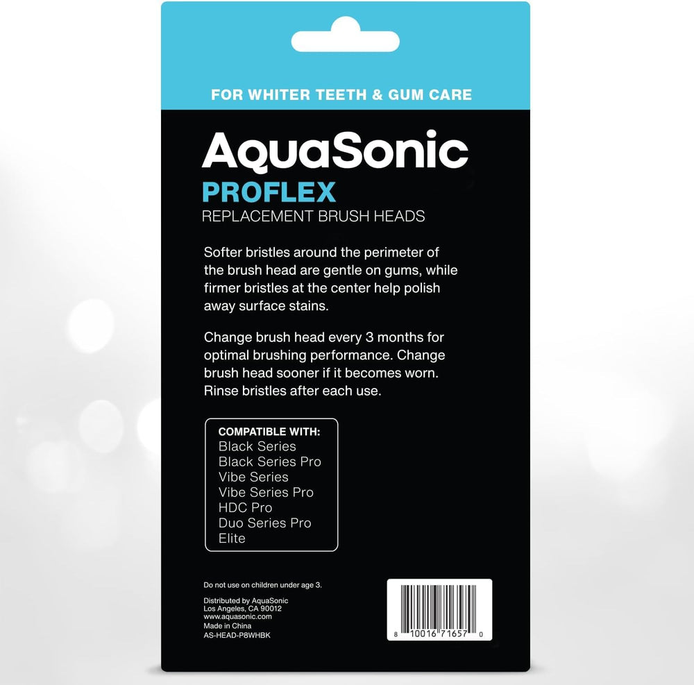 AquaSonic caja con 8 unidades mostrando cantidad ideal para reemplazos