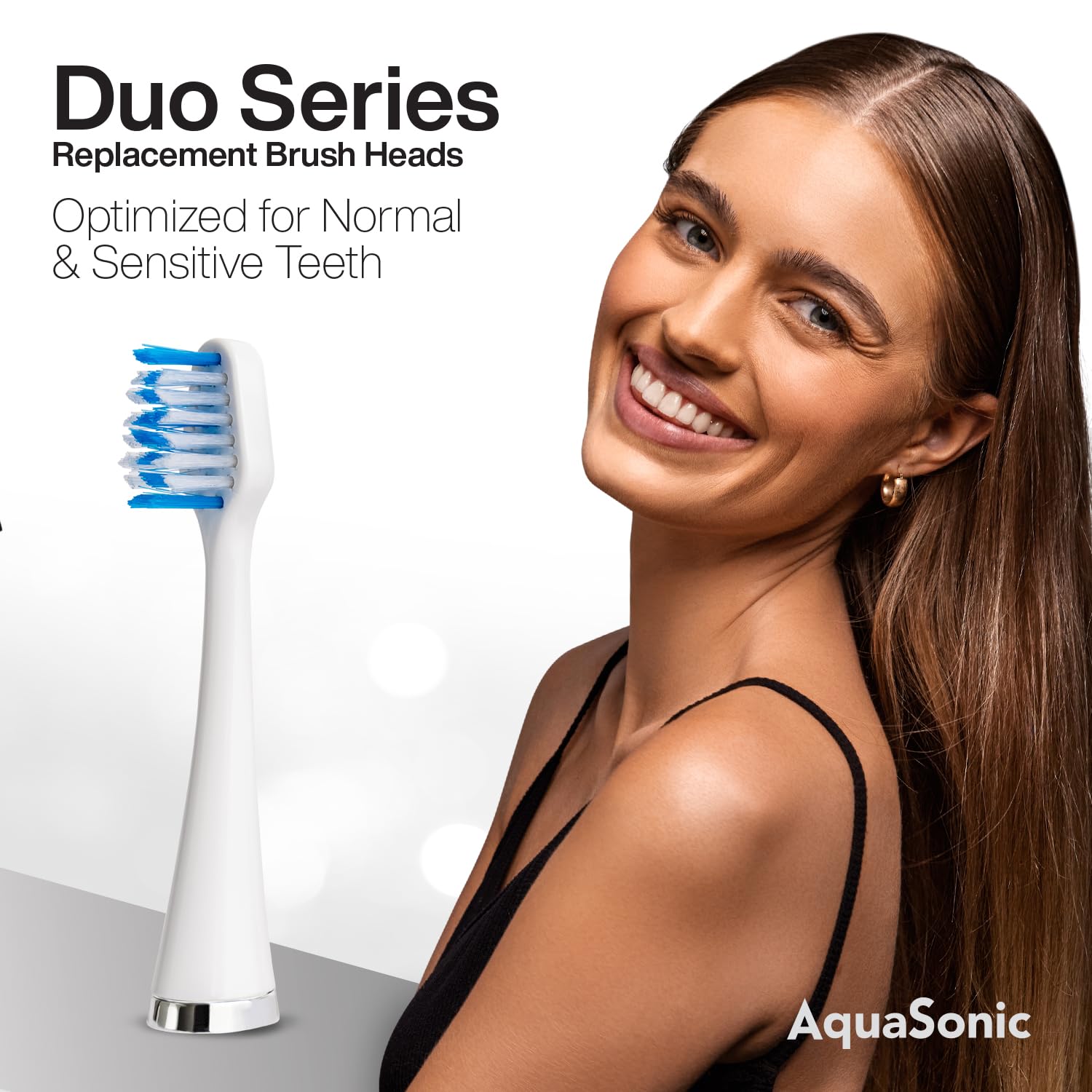AquaSonic detalle de cerdas DuPont con longitudes variables para limpieza eficaz