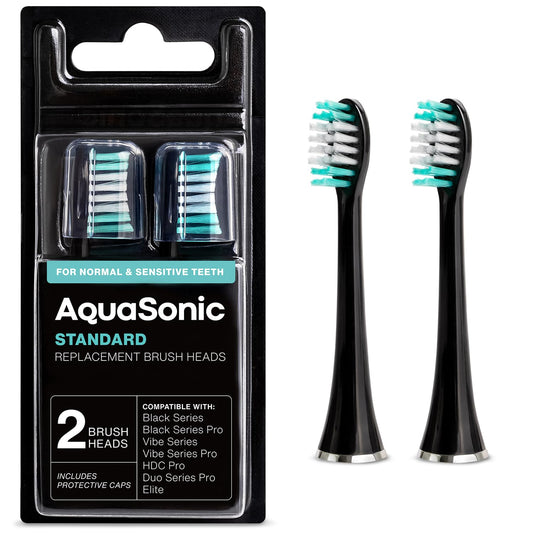 AquaSonic empaque frontal mostrando dos cabezales y compatibilidad rápida