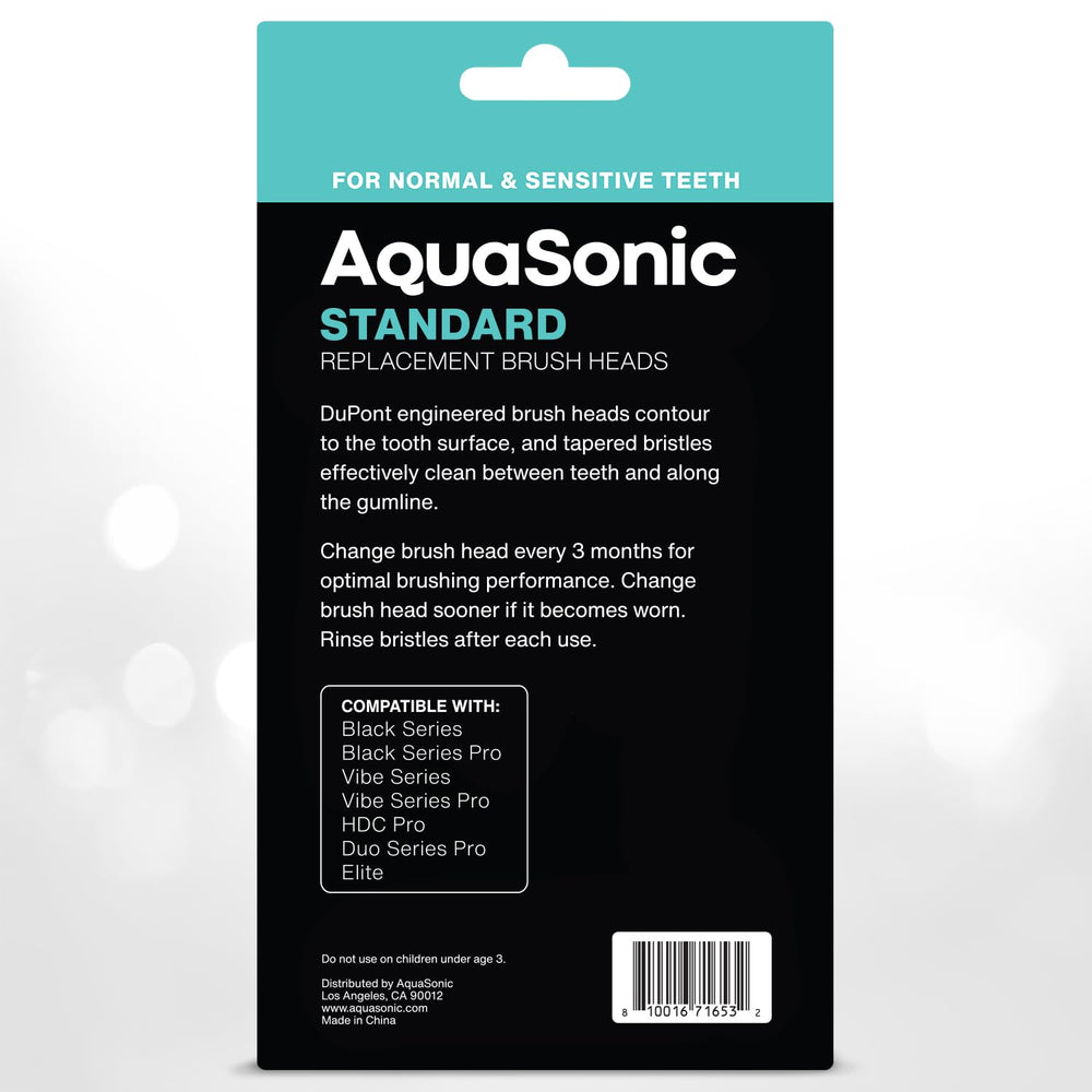AquaSonic empaque y etiqueta mostrando especificaciones y confianza