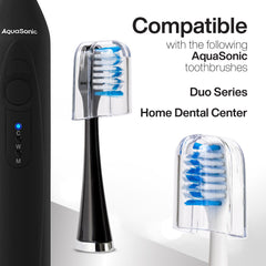 AquaSonic cabezal en uso sobre dientes demostrando limpieza dirigida