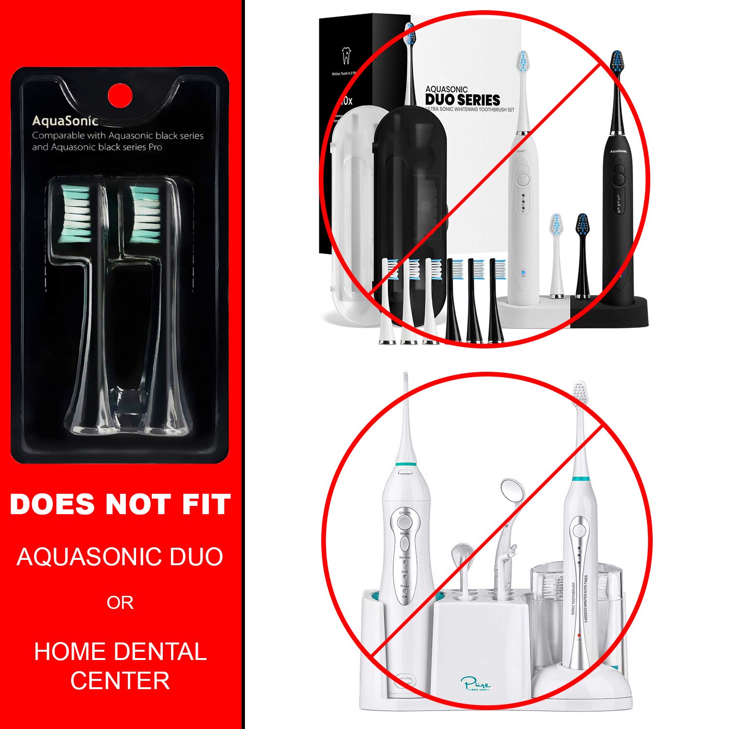 AquaSonic envase abierto con los dos cabezales listo para usar