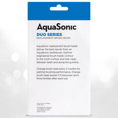 AquaSonic etiqueta del producto mostrando compatibilidad y características clave