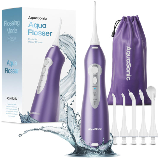 AquaSonic vista frontal del irrigador con beneficio limpieza potente