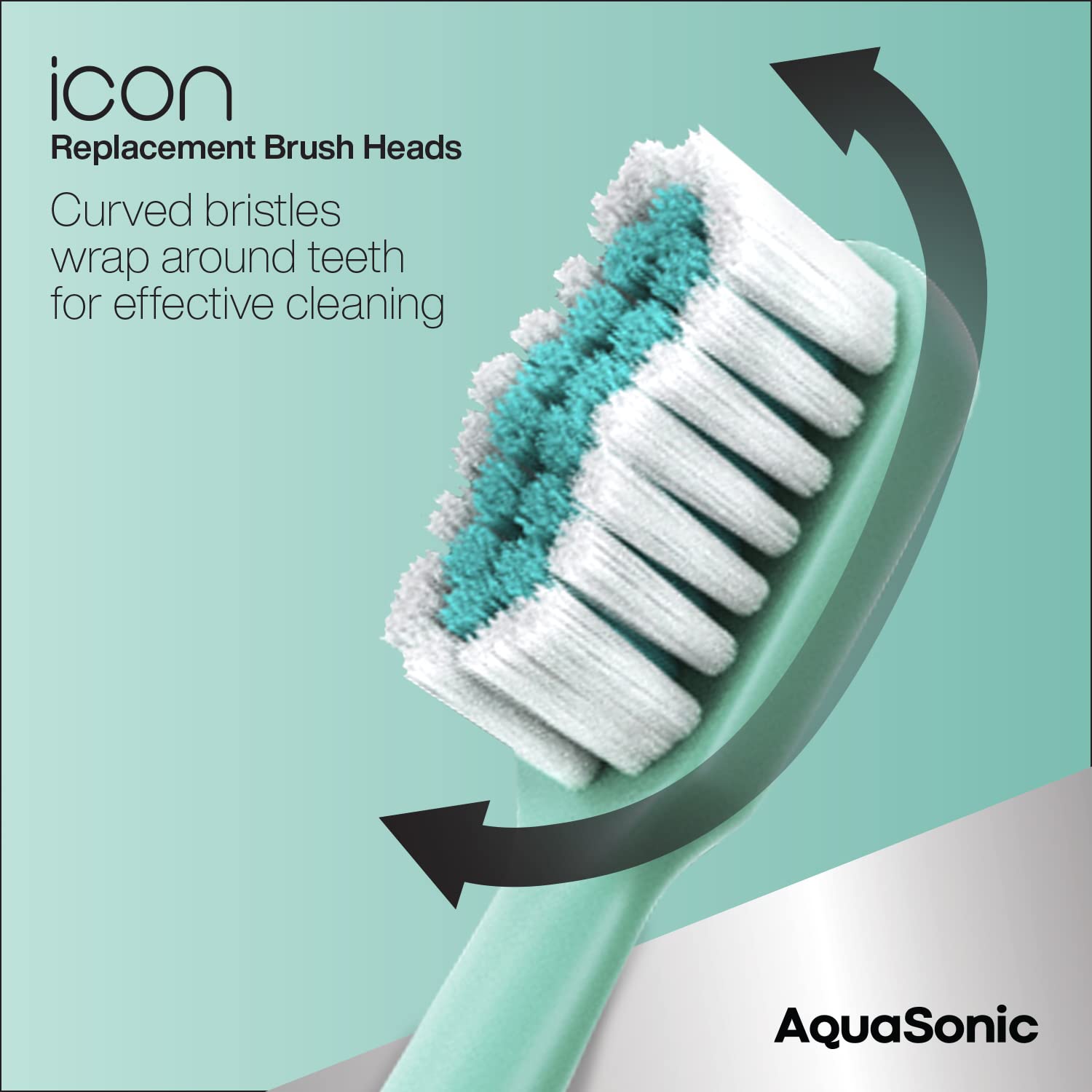 AquaSonic cabezal en uso con mango Icon para limpieza superior