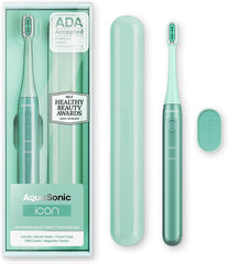 Aquasonic Icon vista frontal del mango con diseño menta y control intuitivo
