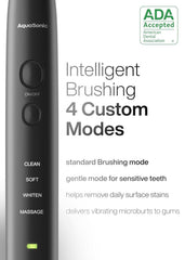 Mango Aquasonic Black Series desde el lateral con indicación IPX7, uso seguro en ducha