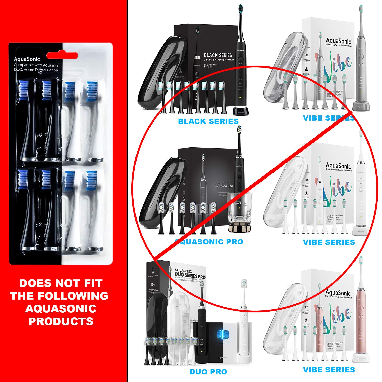 AquaSonic pack con varios colores para identificar usuarios y rotación fácil