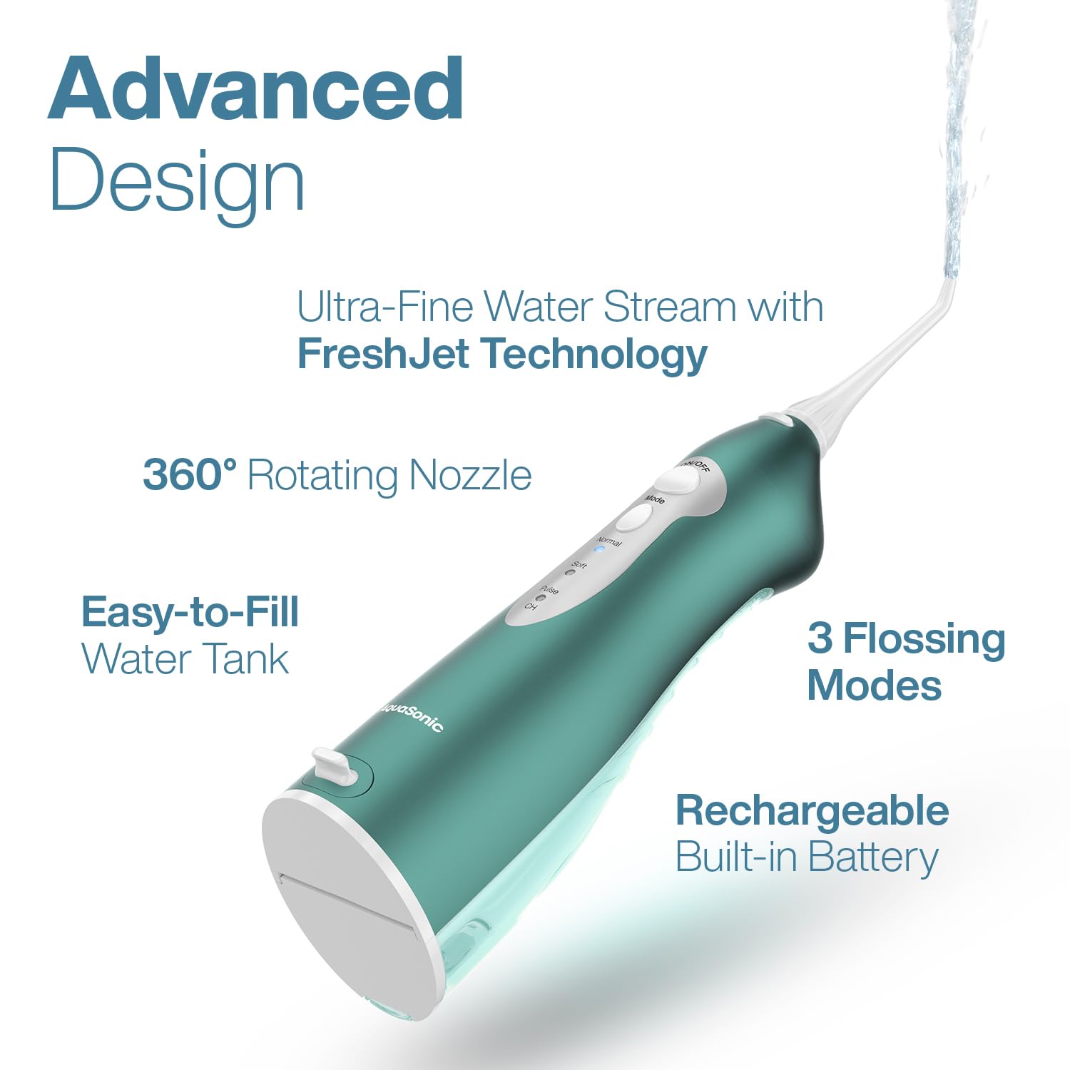 Aquasonic cuerpo resistente al agua que facilita limpieza segura en el baño