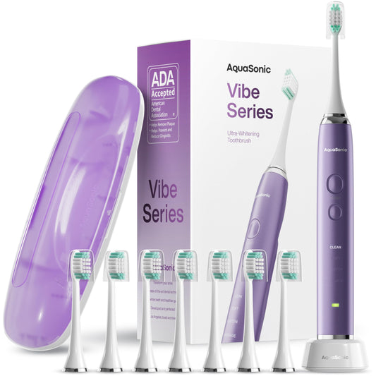 Aquasonic Vibe vista frontal en satin violet con diseño ergonómico y beneficio estético