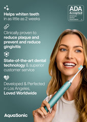 Aquasonic detalle del mango metálico mint green, diseño ergonómico y resistente al agua