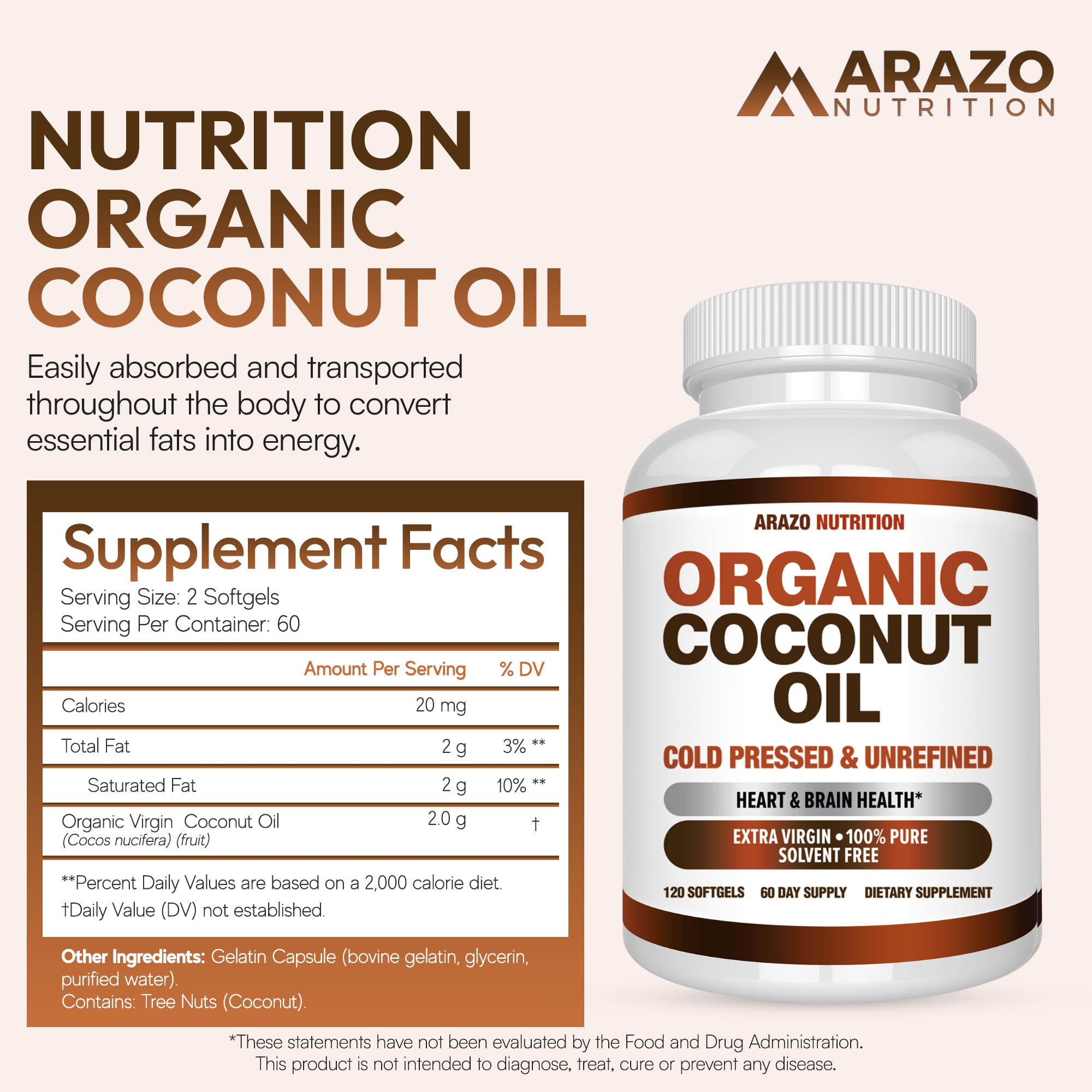 Arazo Nutrition cápsulas suaves sobre fondo claro, fácil dosificación y transporte