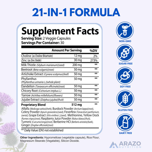 Arazo Nutrition etiqueta en primer plano con ingredientes y dosis visibles
