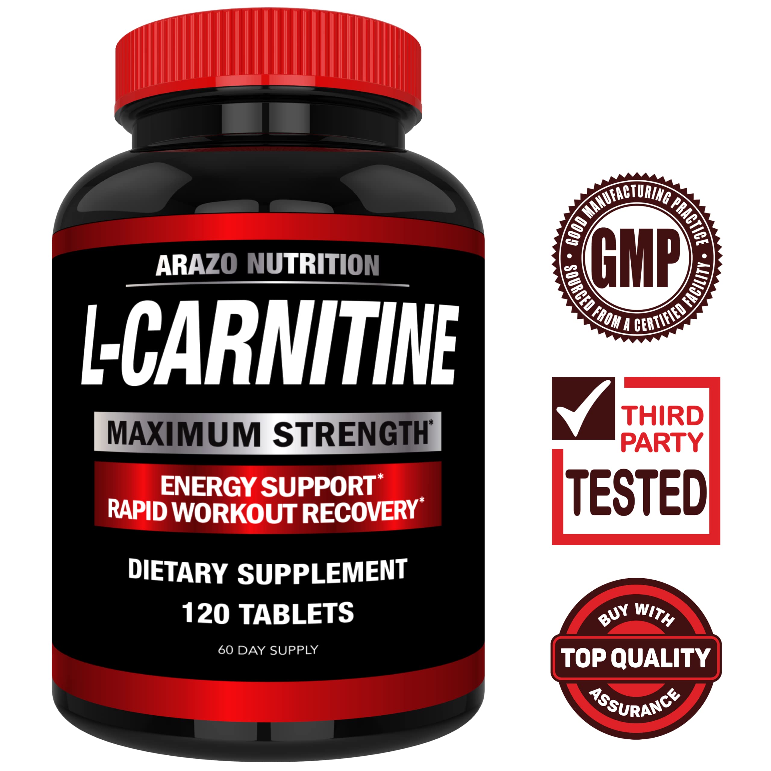 Etiqueta de Arazo Nutrition en primer plano destacando L-Carnitina y calcio