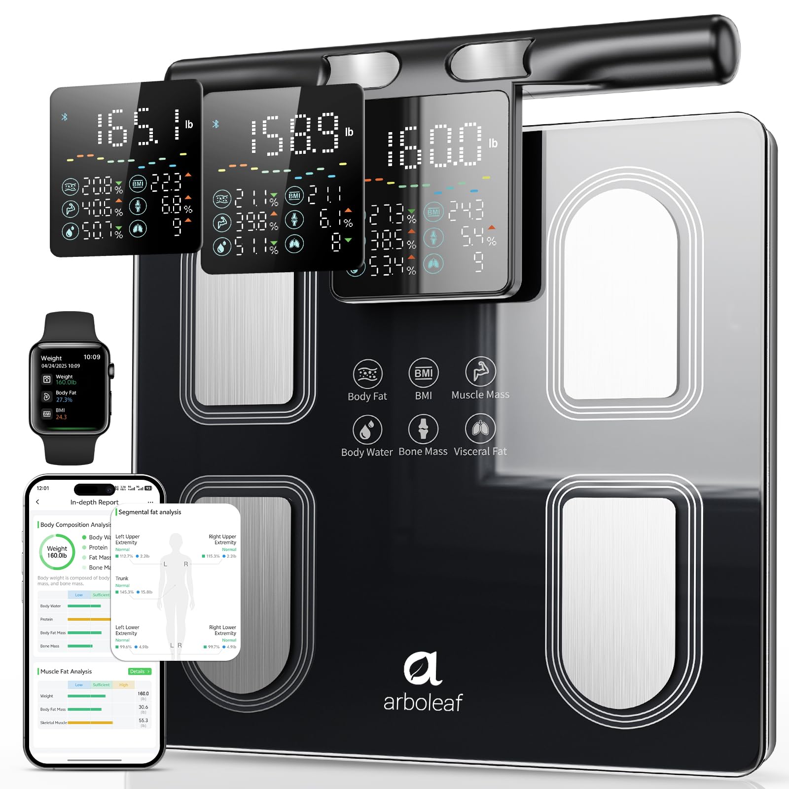 Arboleaf vista frontal con manillar y pantalla para lecturas cómodas