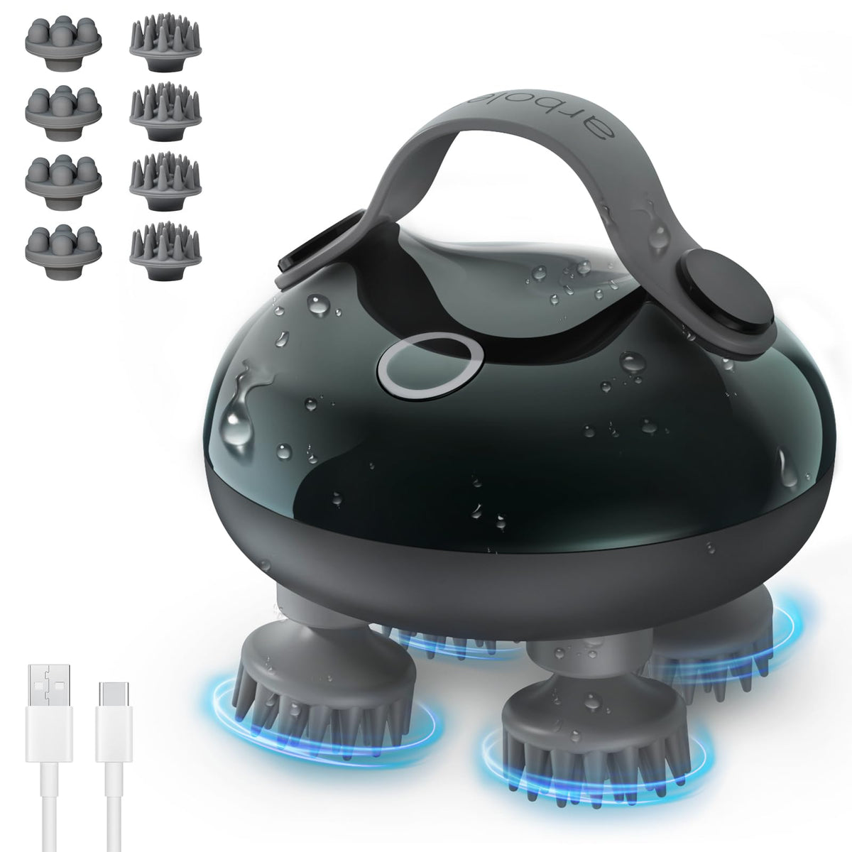 arboleaf vista frontal del masajeador con diseño ergonómico, facilita relajación segura