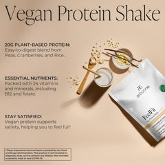 Close-up del polvo Arbonne Feelfit Vainilla mostrando textura fina y mezcla vegetal