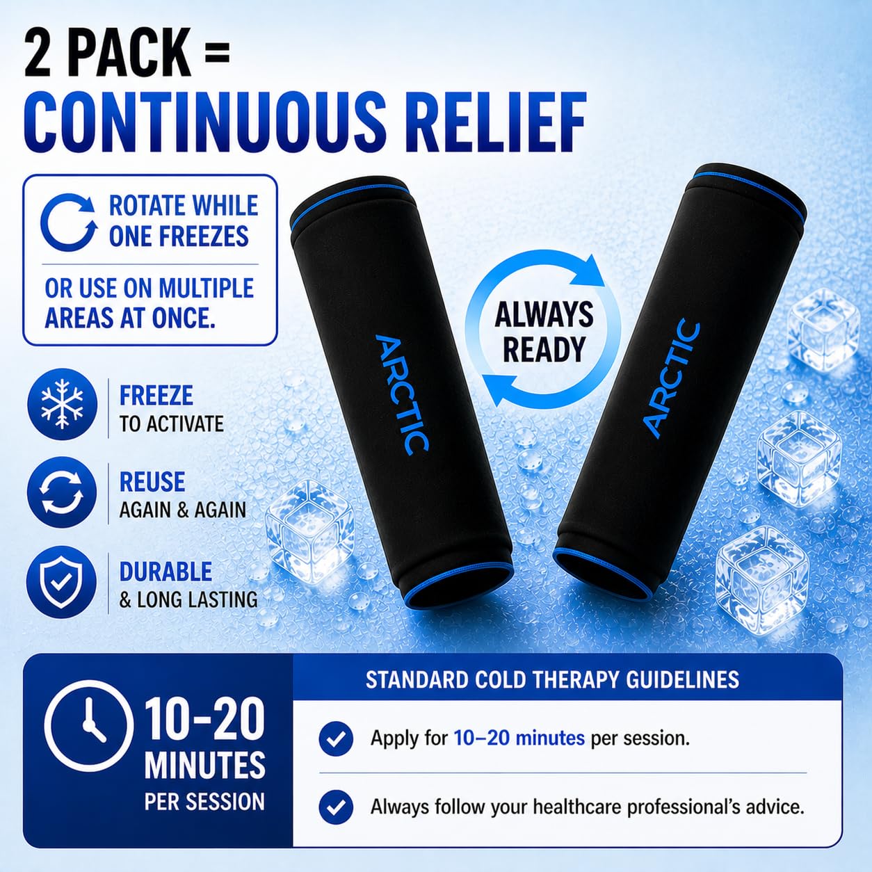 Arctic Neck Relief etiqueta con instrucciones y materiales seguros visibles