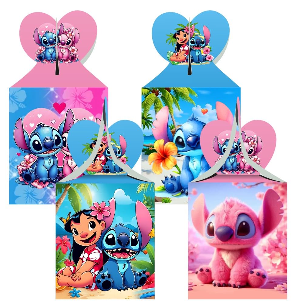 ARHAVI mesa de fiesta con cajas Stitch decorando y unificando el tema visual
