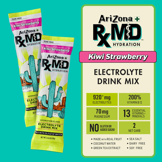 AriZona Rx MD sobre abierto con mezcla visible para preparar bebida al instante