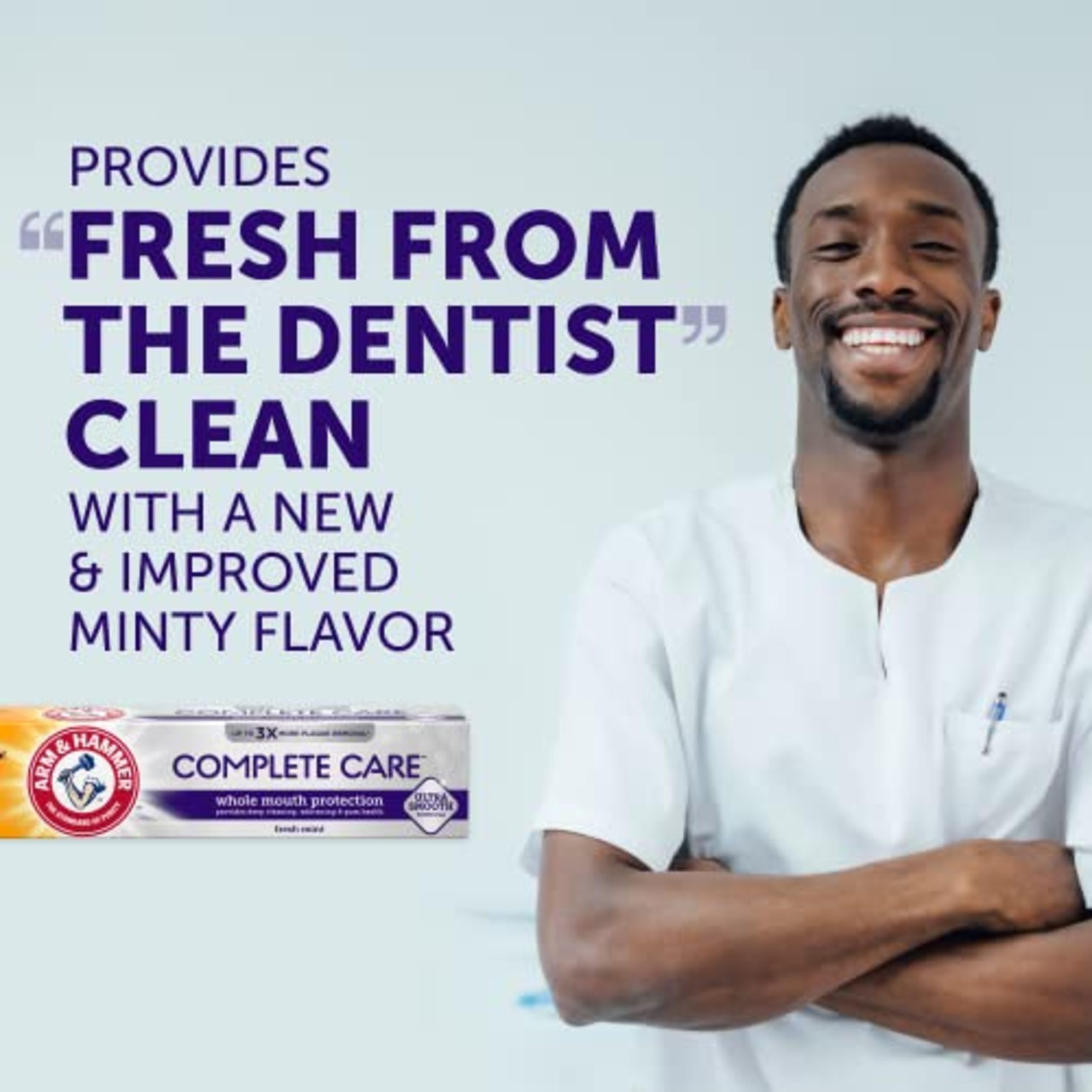 Arm & Hammer primer plano del bicarbonato resaltando limpieza suave y eliminación de manchas
