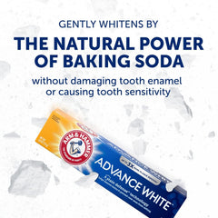 Arm & Hammer tubo 6 oz junto a una regla para comparar tamaño
