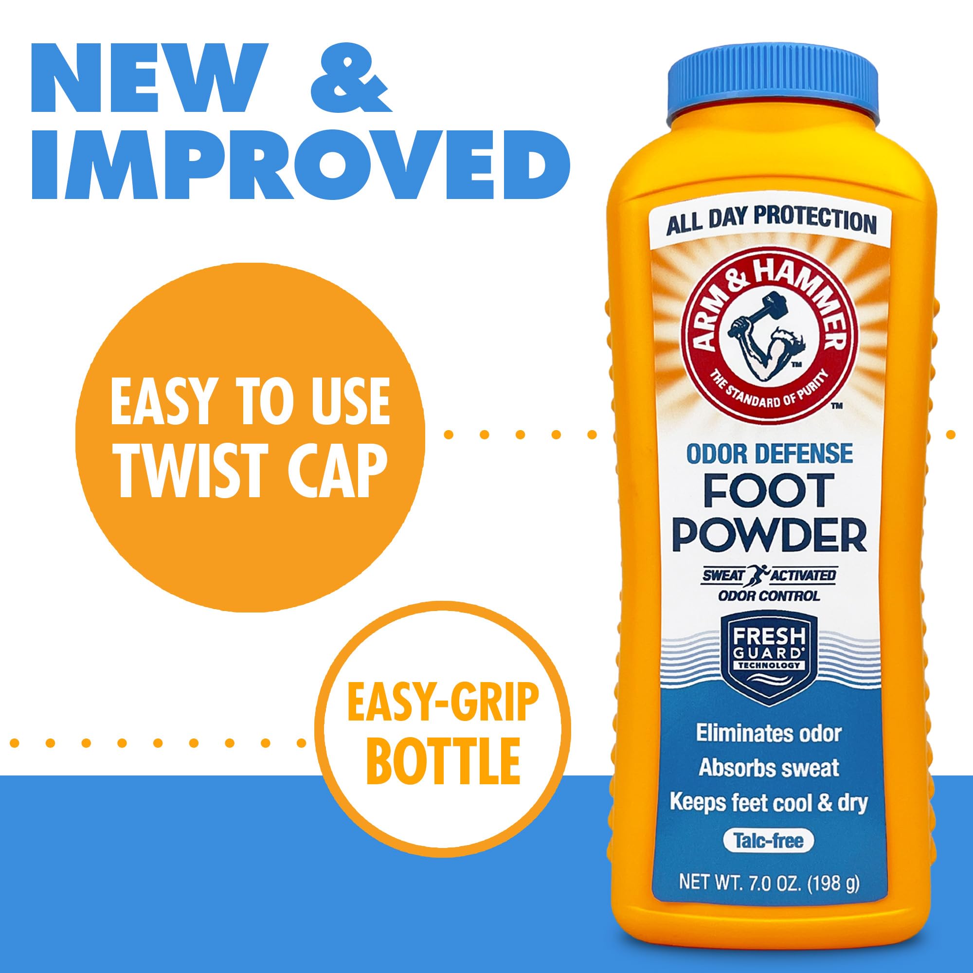Arm & Hammer tamaño del envase comparado con mano para portabilidad