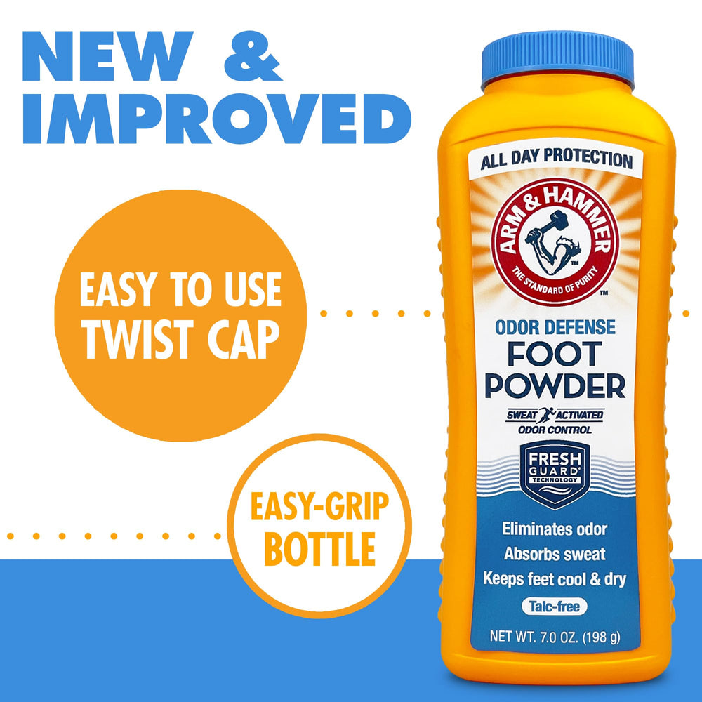 Arm & Hammer tamaño del envase comparado con mano para portabilidad