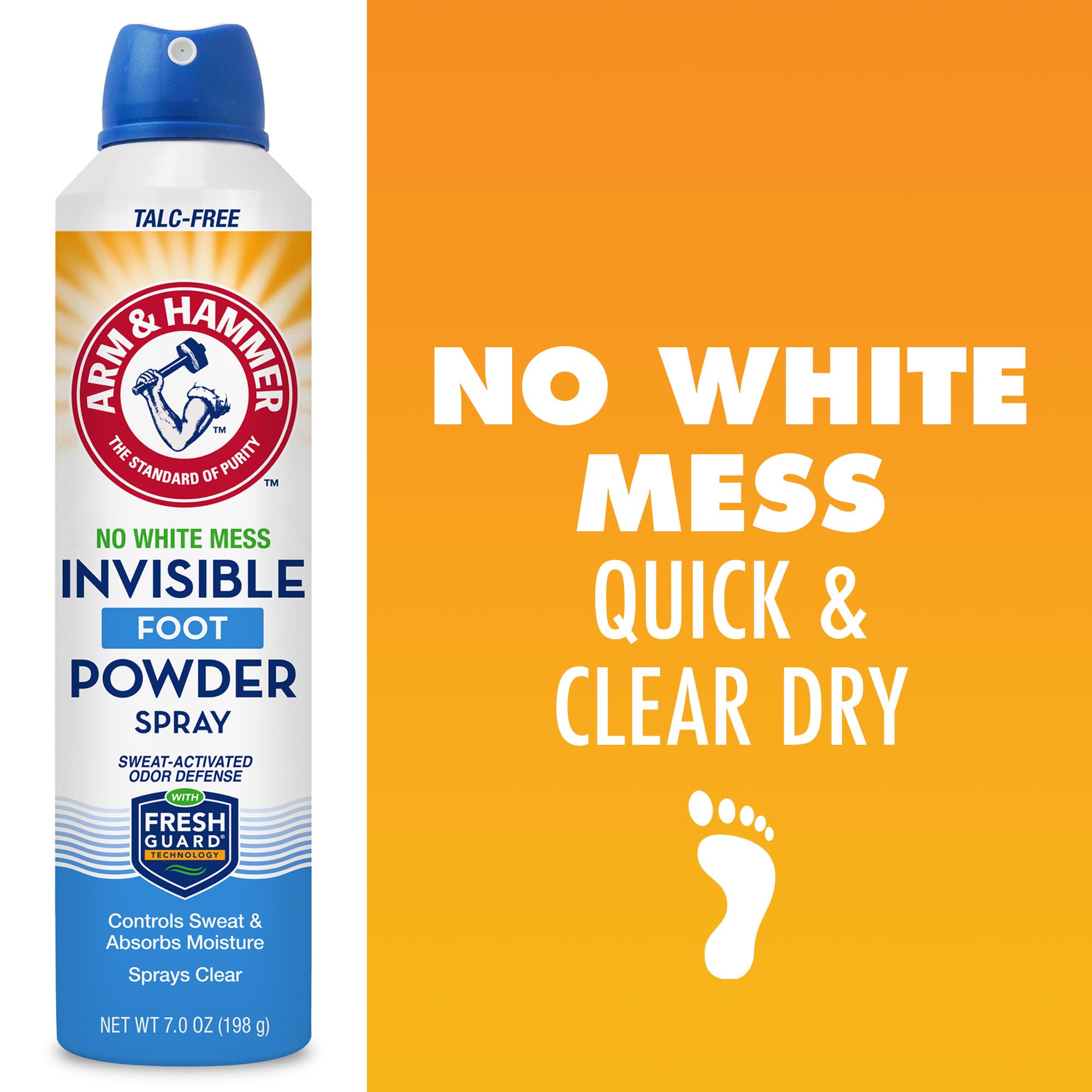 Arm & Hammer comparación de tamaño del envase con una mano para referencia