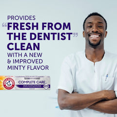 Arm & Hammer etiqueta con flúor destacando protección anticaries