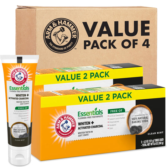 Arm & Hammer empaque frontal destacando blanqueado y bicarbonato natural