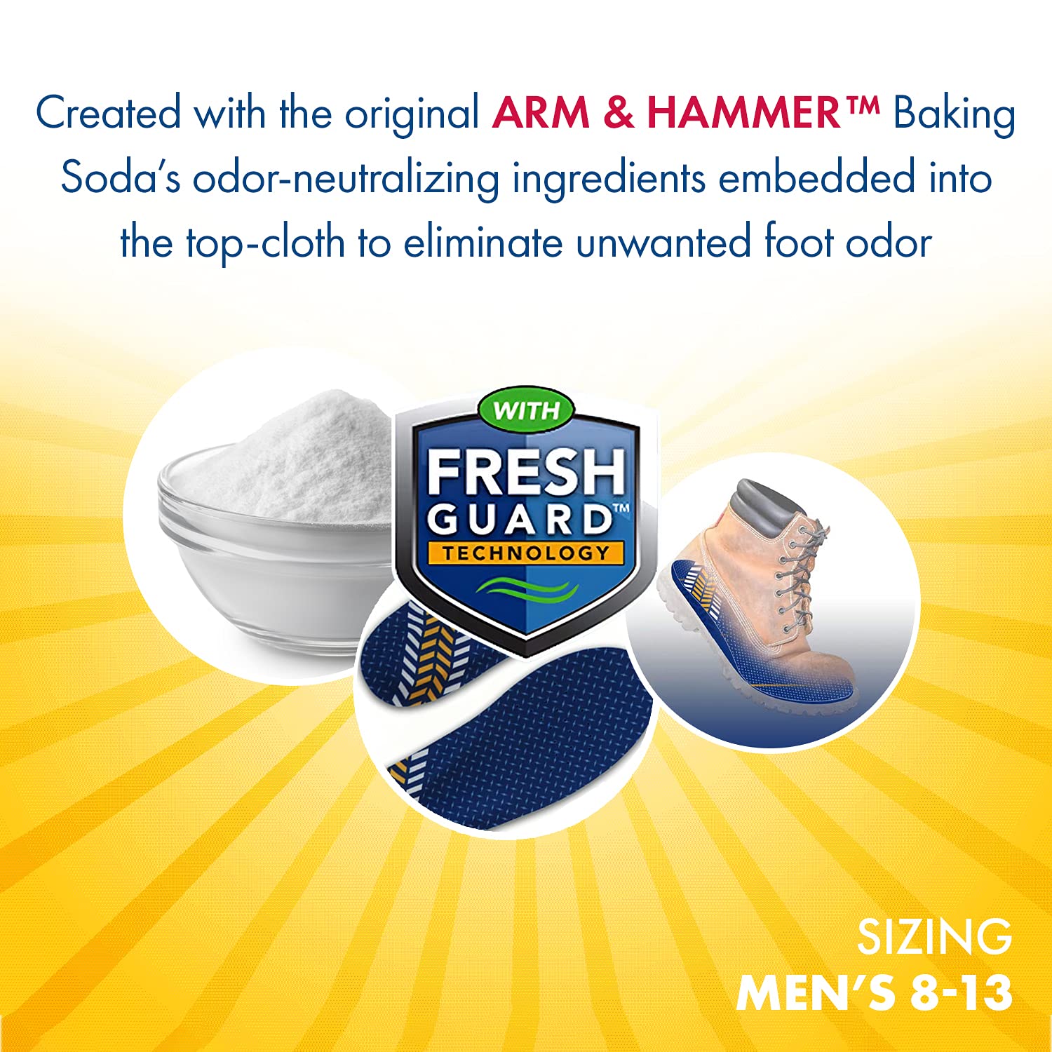 Arm & Hammer primer plano de copa de talón con mejora de absorción de impactos