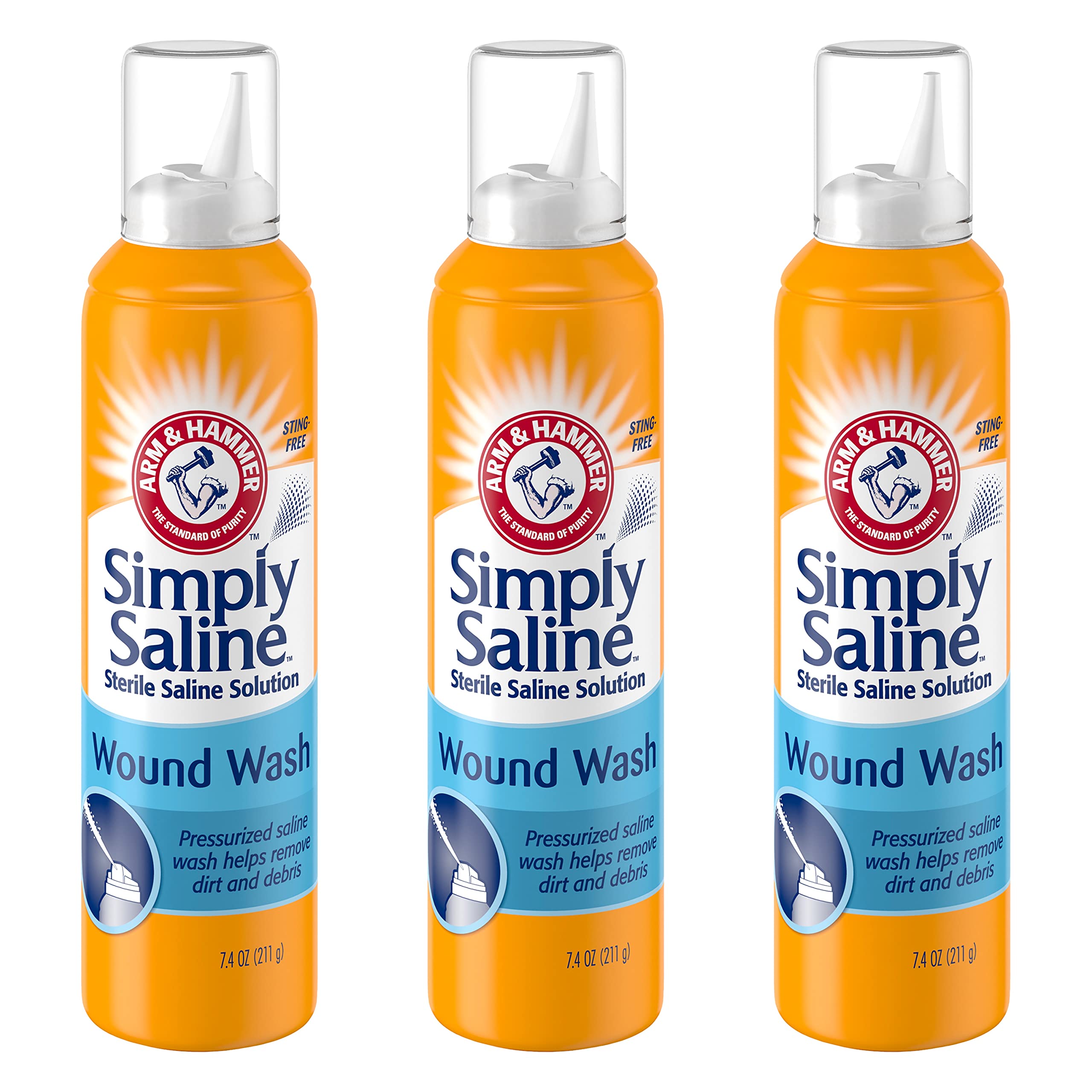 Arm & Hammer Simply Saline frente del envase mostrando etiqueta y tamaño para identificación rápida