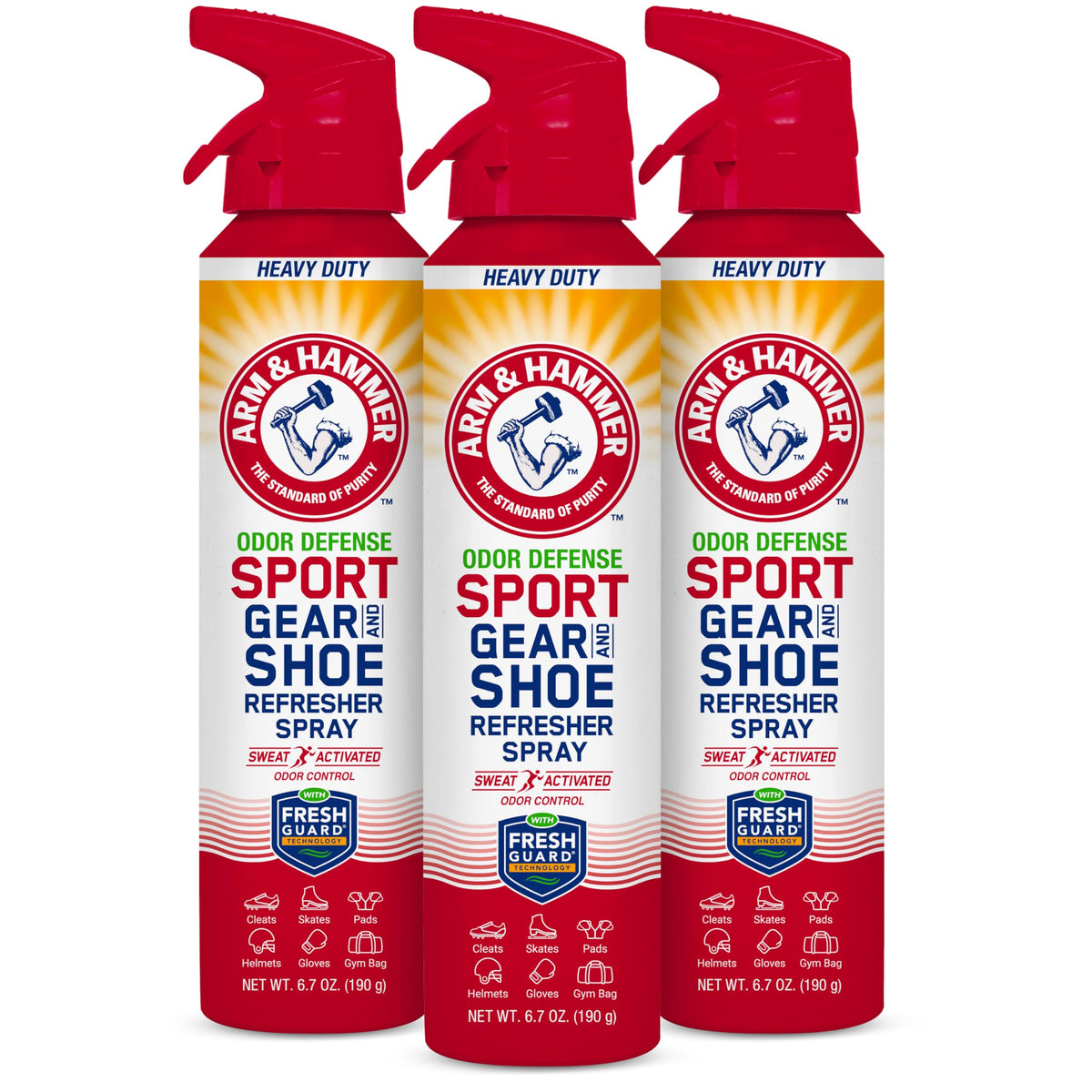 Arm & Hammer bote frontal mostrando pack y beneficio control de olores