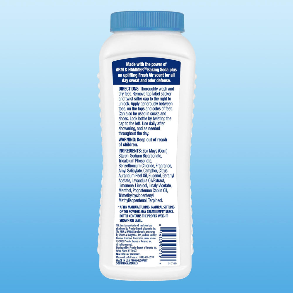 Arm & Hammer primer plano textura del polvo, absorción visible