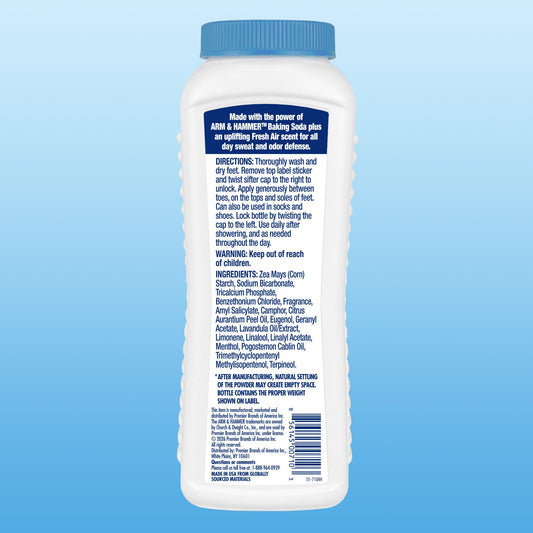 Arm & Hammer primer plano textura del polvo, absorción visible