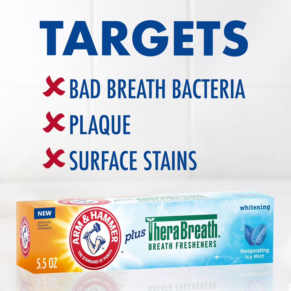Arm & Hammer persona cepillando dientes con sensación fresca