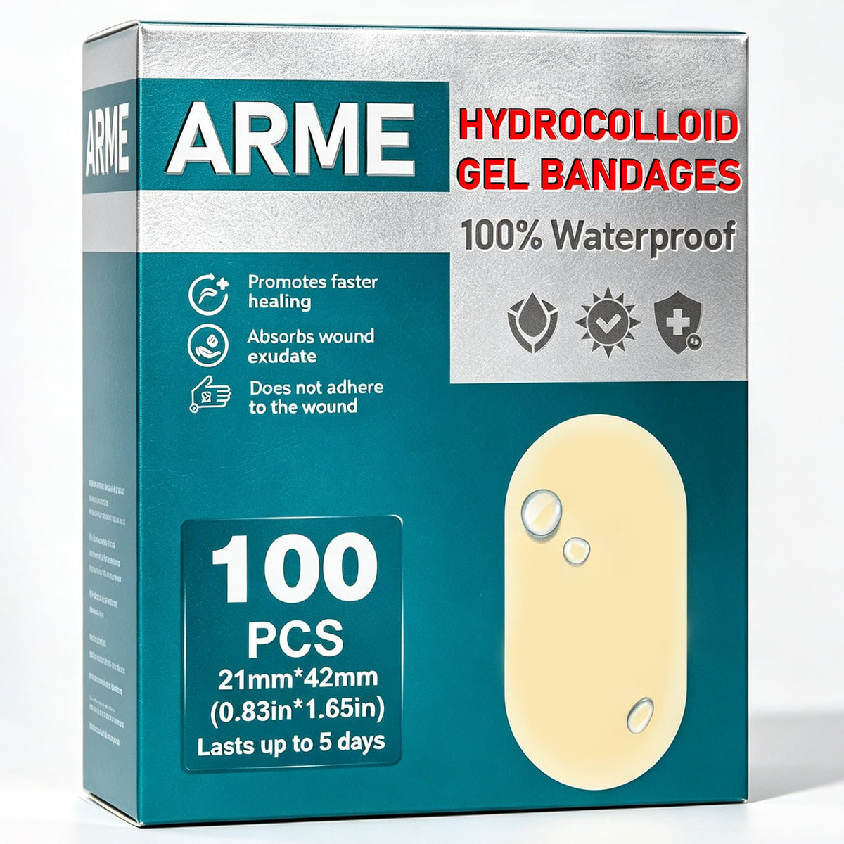 Arme embalaje frontal con 100 apósitos impermeables y práctico ahorro