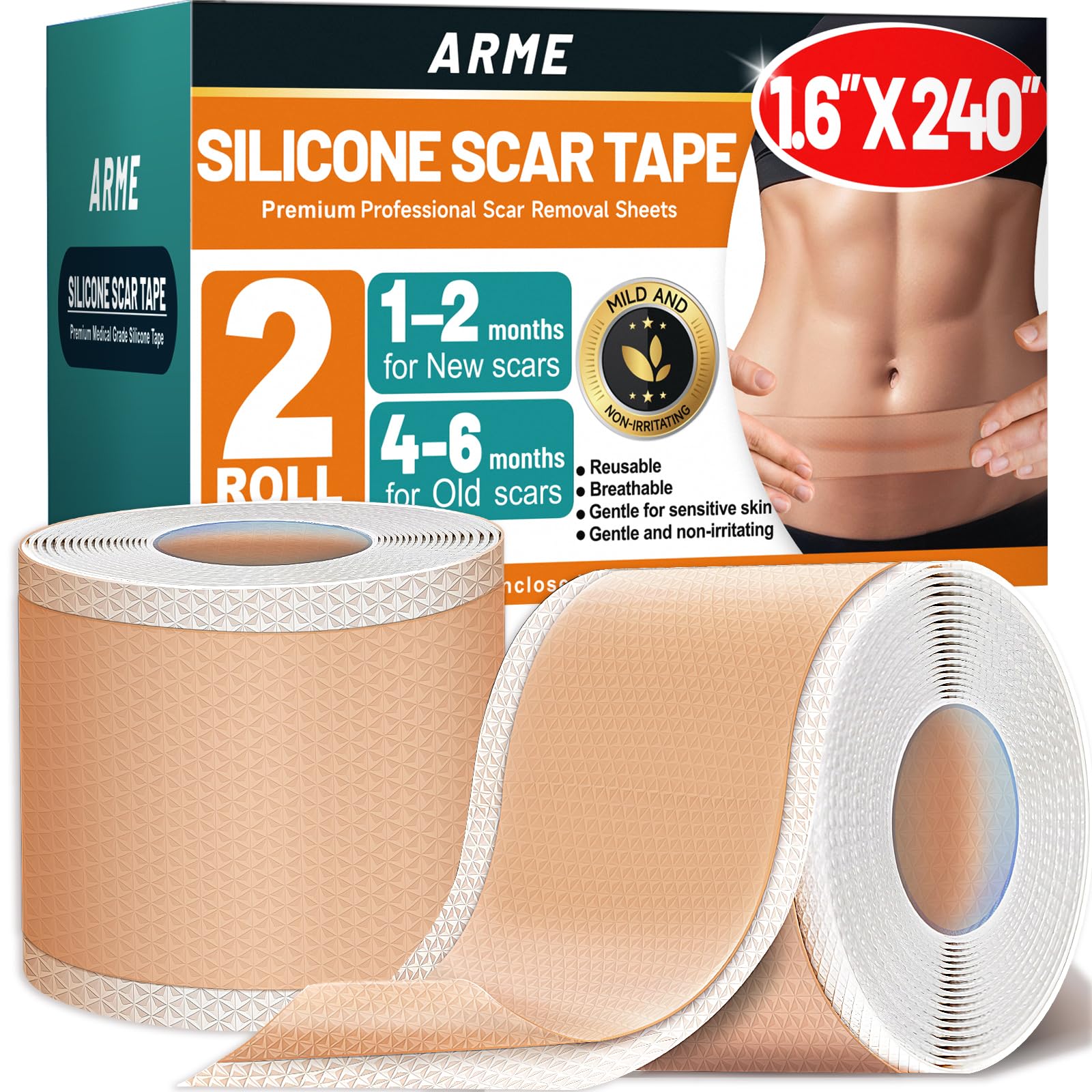 Arme rollo frontal con paquete y longitud visible, solución adaptable